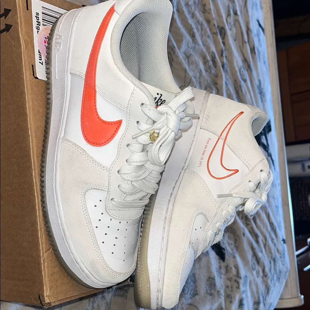 Nike Air Force 1 White with Orange Swoosh